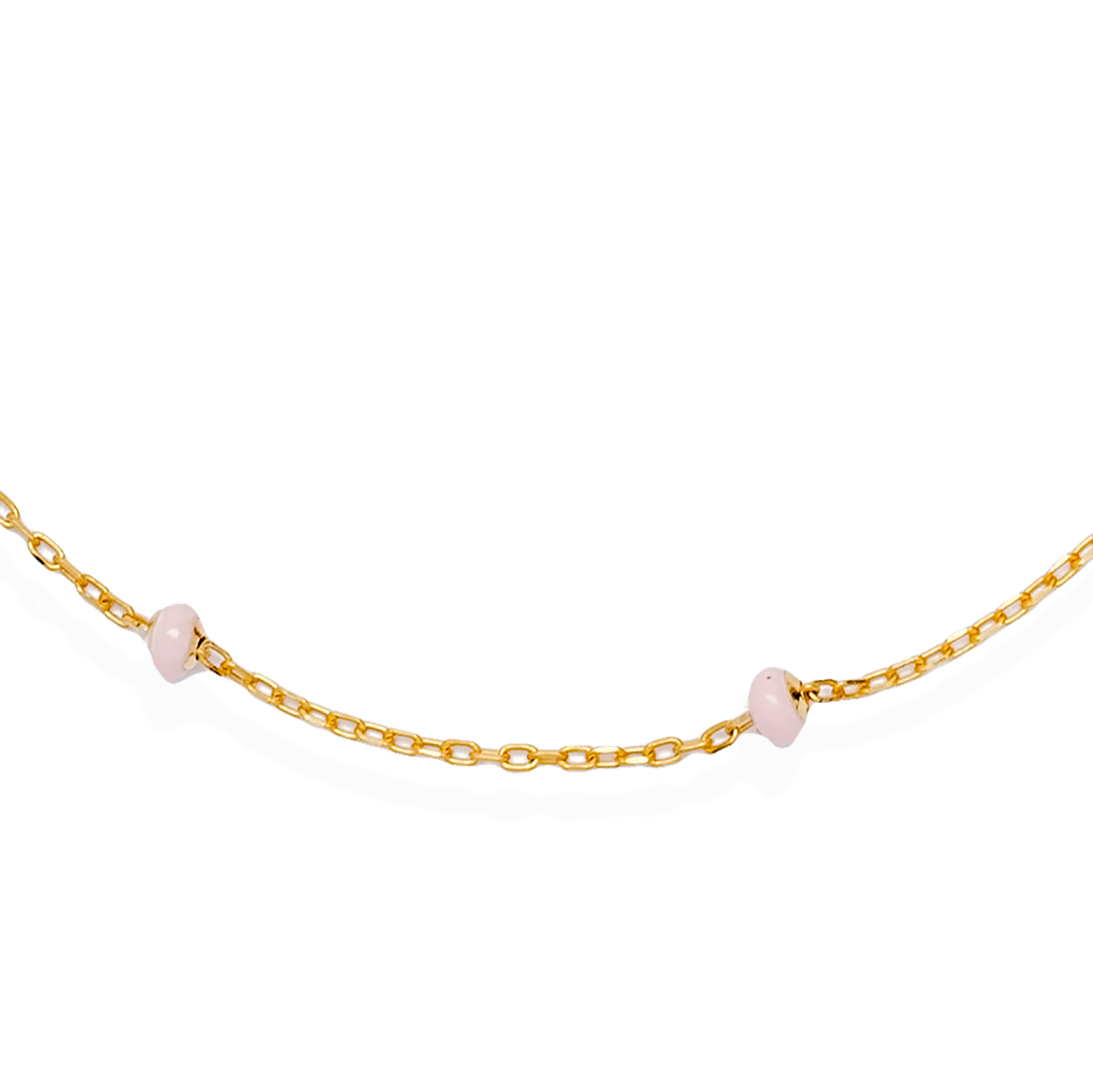 Sweet Pink Beaded Enamel Chain Anklet Turkish Wholesale Handmade 925 Sterling Silver Jewelry