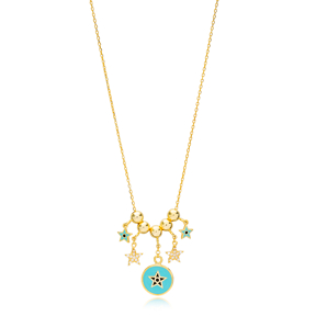 Enamel Star Beaded Shaker Charm Jewelry Wholesale Handcrafted 925 Sterling Silver Necklace