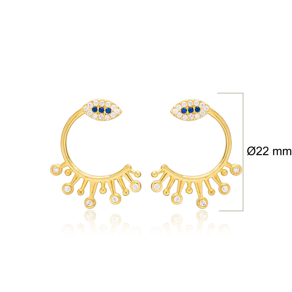 Unique C Design Stud Earring Wholesale Handcrafted Turkish 925 Silver Sterling Jewelry