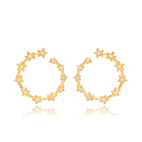 Star Cluster Design Stud Earring Wholesale Handmade Turkish 925 Silver Sterling Jewelry