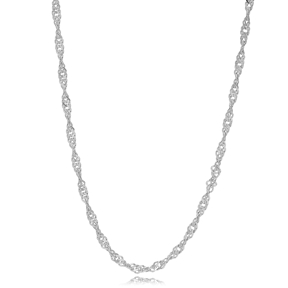 Twist Rope Rhodium Plated Chain Silver Necklace