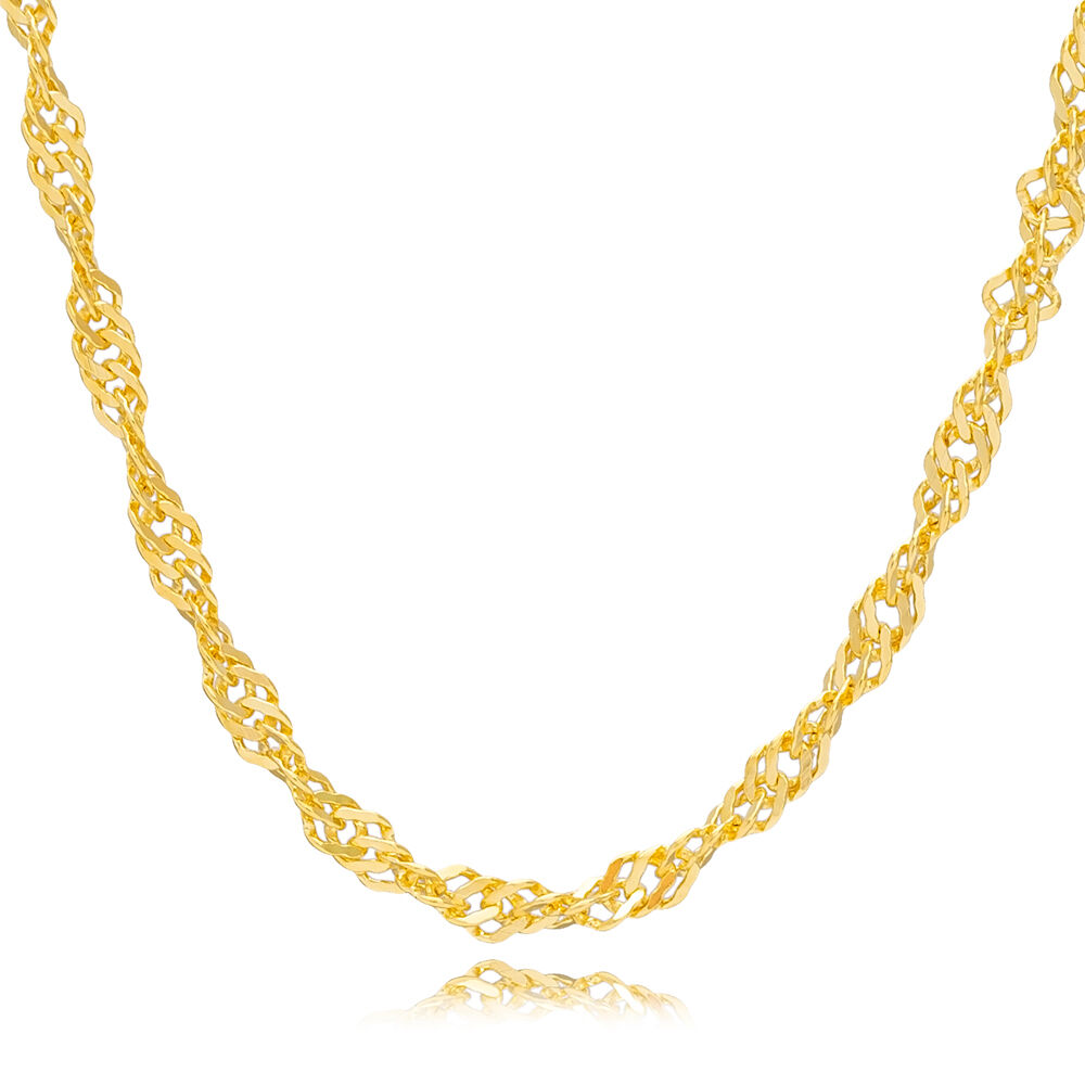 Twist Rope Gold Plated Chain Silver Necklace