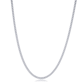 Gourmet Rhodium Plated Chain Silver Necklace