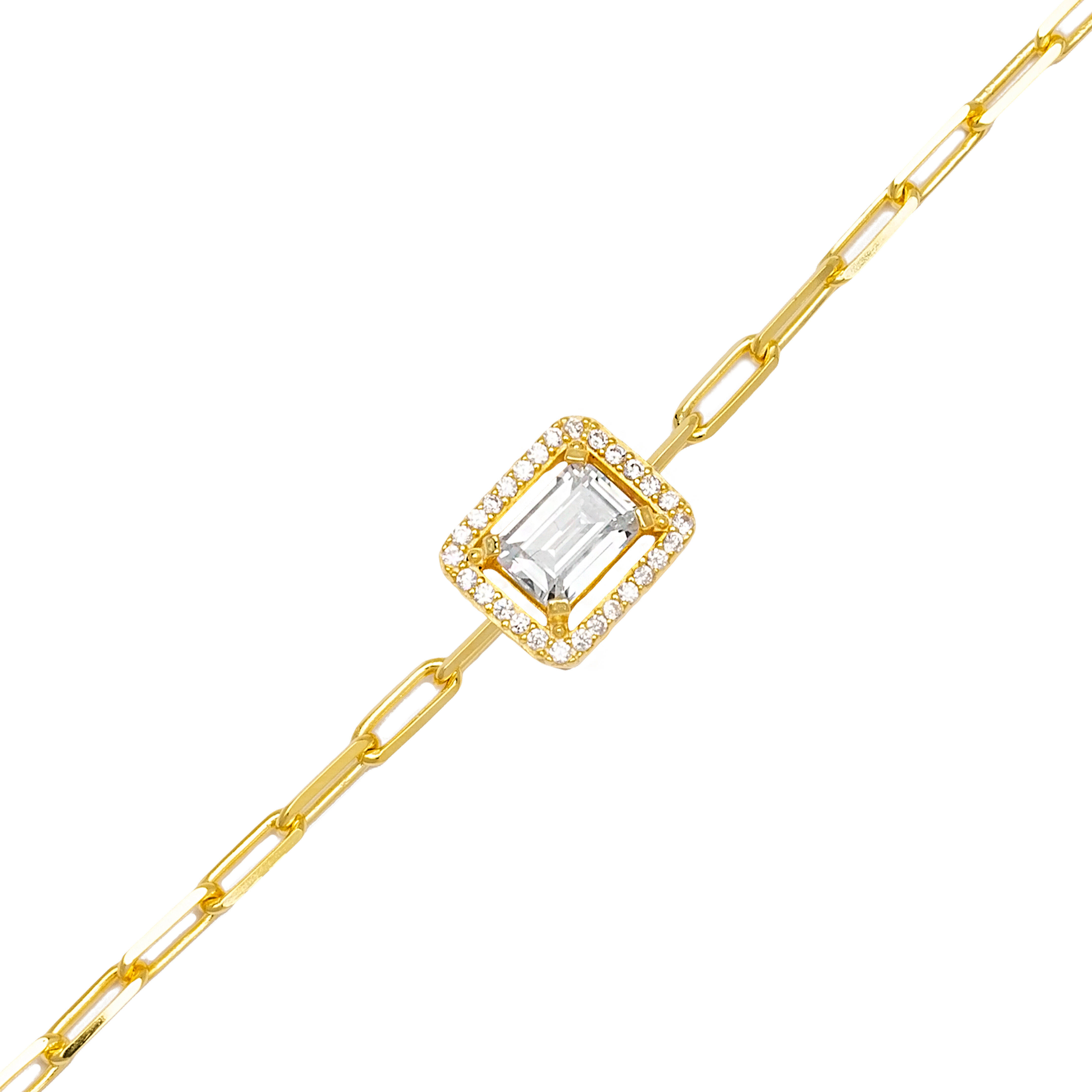 Geometric Design Baguette Style Charm Bracelet Wholesale Turkish 925 Sterling  Silver Jewelry