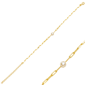 Minimalist Round Design Elegant Link Chain Bracelet Wholesale Turkish 925 Sterling Silver Jewelry