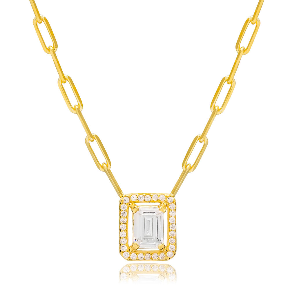 Trendy Zircon Gemstone Charm Pendant Necklace 925 Sterling Silver Turkish Wholesale Jewelry