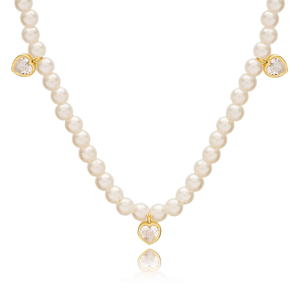 Lovely Heart Shape Pearl Shaker Necklace Wholesale 925 Sterling Silver Jewelry