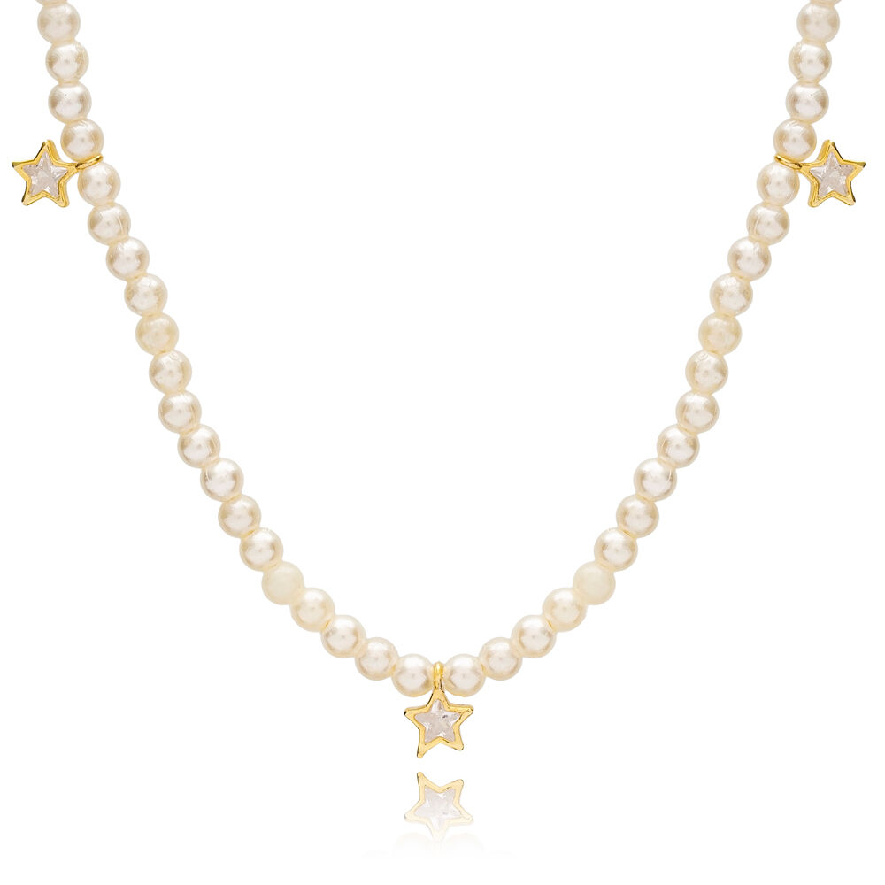 Shiny Minimalist Star Shape Shaker Pearl Jewelry  Wholesale 925 Sterling Silver Necklace