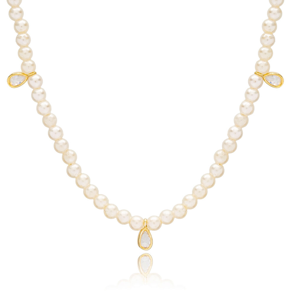 Charming Drop Shape Shaker Pearl Necklace  Wholesale 925 Sterling Silver Jewelry