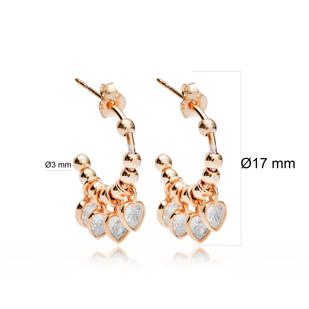 Trendy Love Heart Shape Stud Earrings Wholesale Turkish 925 Silver Sterling Jewelry