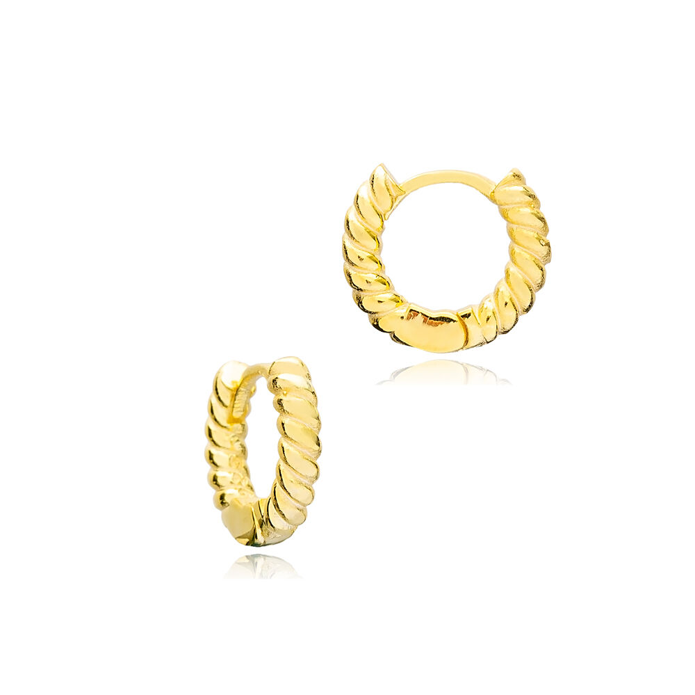 Auger Design Tiny Plain Hoop Earrings Turkish Wholesale 925 Sterling Silver Wholesale Jewelry