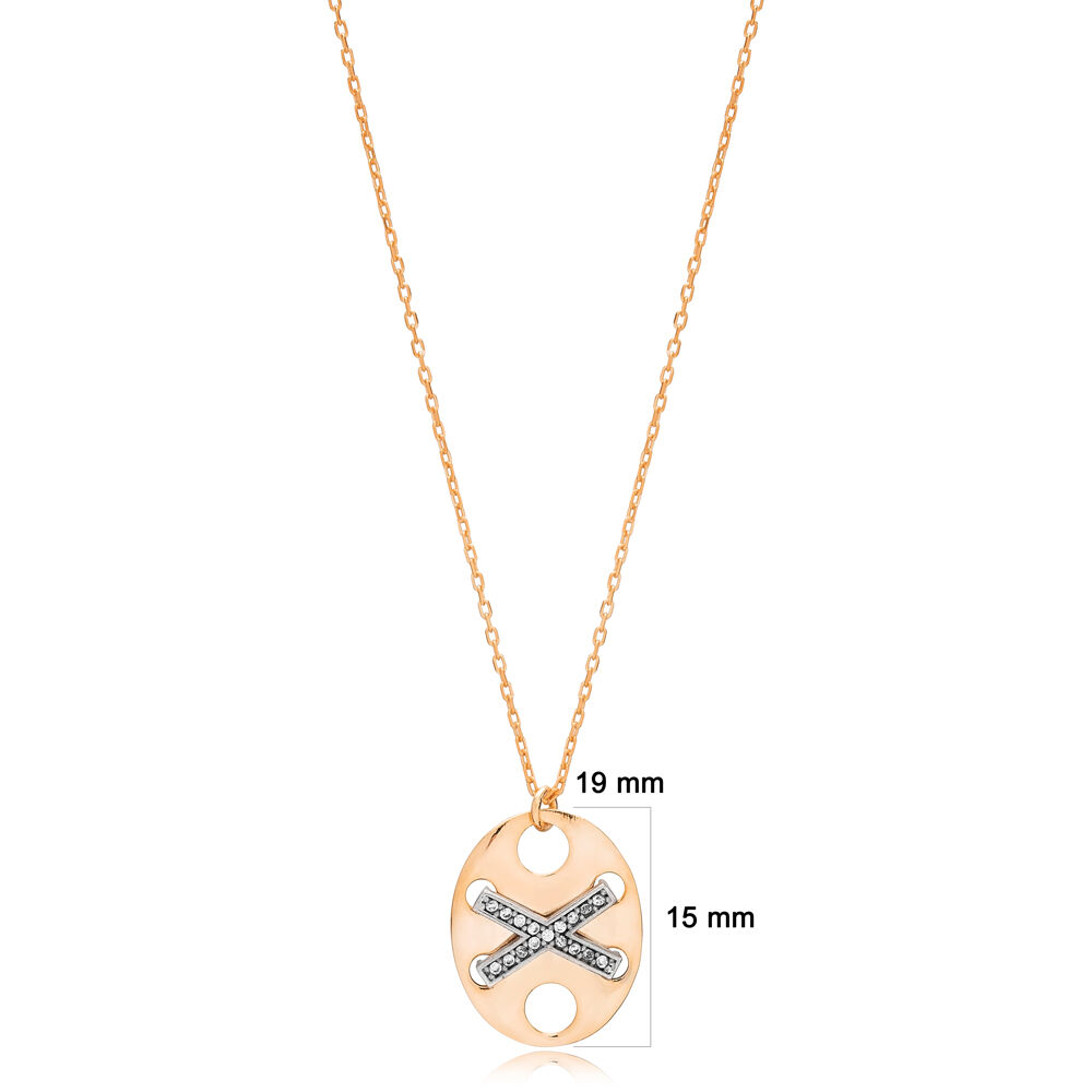 X Design Geometric Shape Pendant Necklace Turkish 925 Sterling Silver Wholesale Jewelry