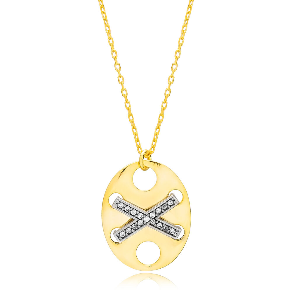 X Design Geometric Shape Pendant Turkish 925 Sterling Silver Wholesale Jewelry