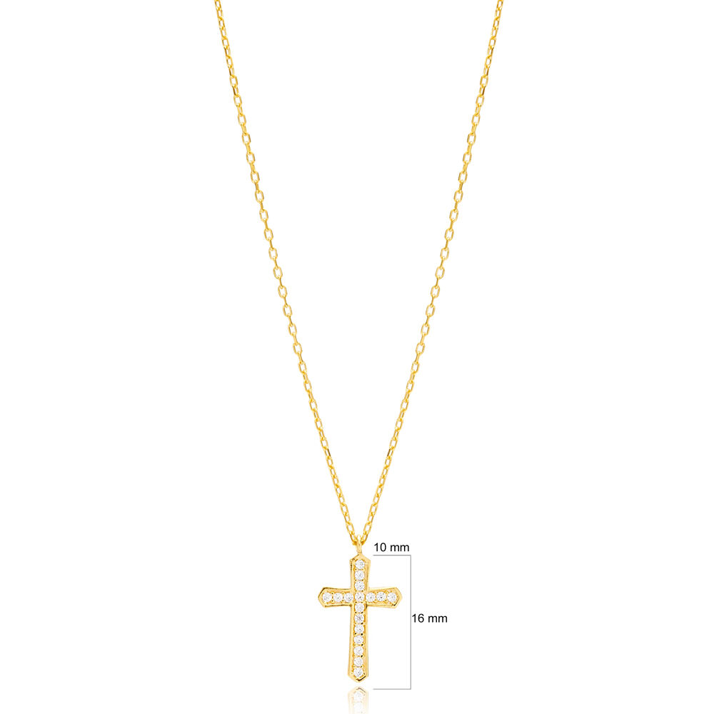 Cross Charm Pendant Necklace Zircon Wholesale Handmade 925 Sterling Silver Jewelry