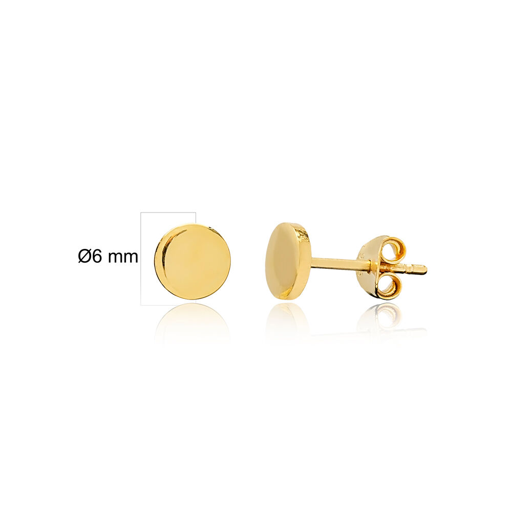 Plain Round Design Sterling Silver Stud Earring Wholesale Handcrafted Turkish Jewelry