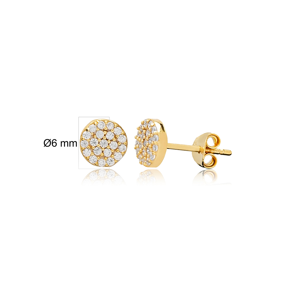Zircon Stone Minimalist Round Design Silver Stud Earring Wholesale Handcrafted Silver Jewelry