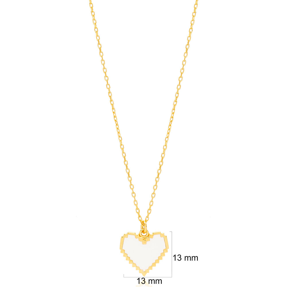 White Enamel Dainty Heart Design Pendant Turkish Wholesale 925 Sterling Silver Handcrafted Jewelry