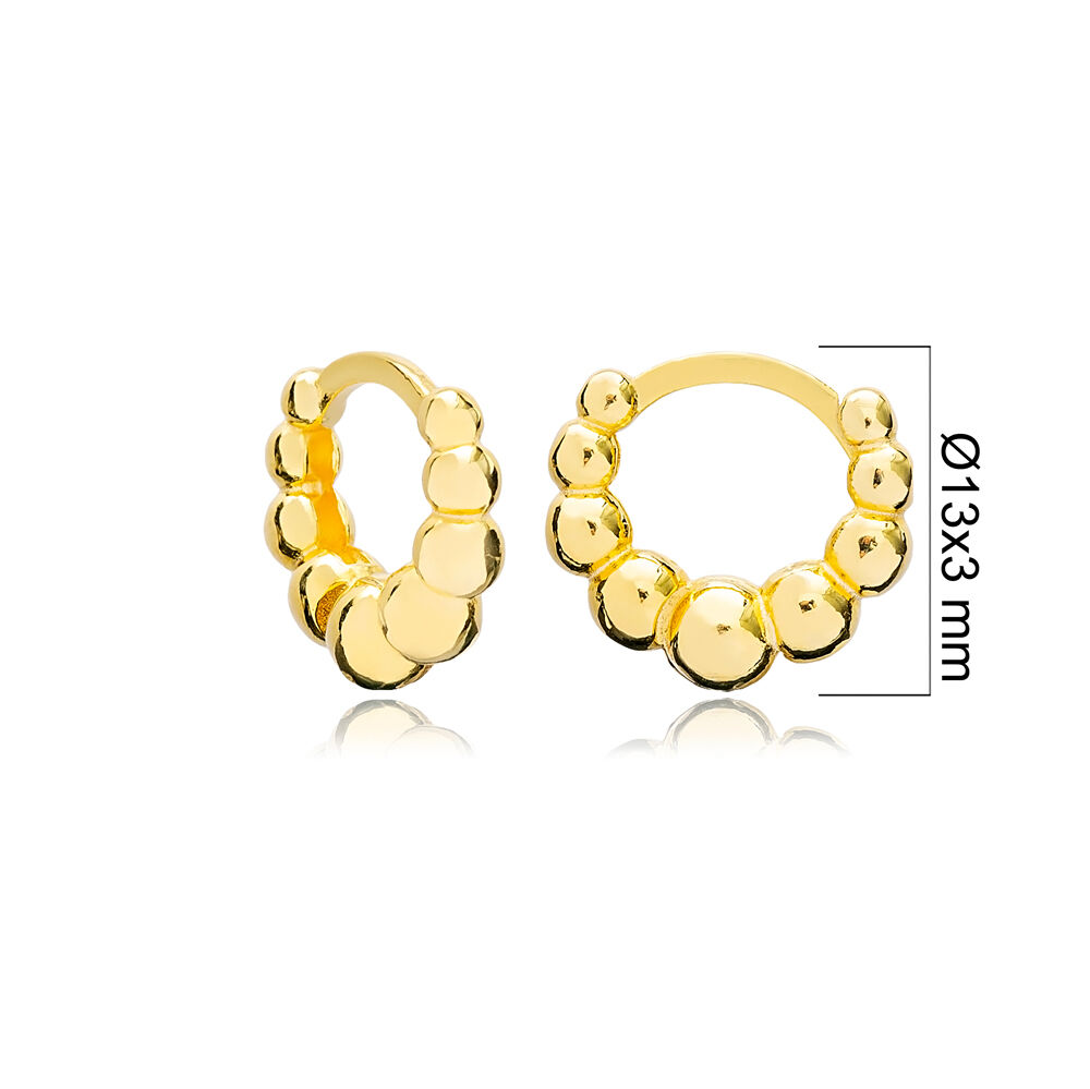 Minimalist Ball Shape Hoop Design Plain Earrings Turkish 925 Sterling Silver Wholesale Jewelry