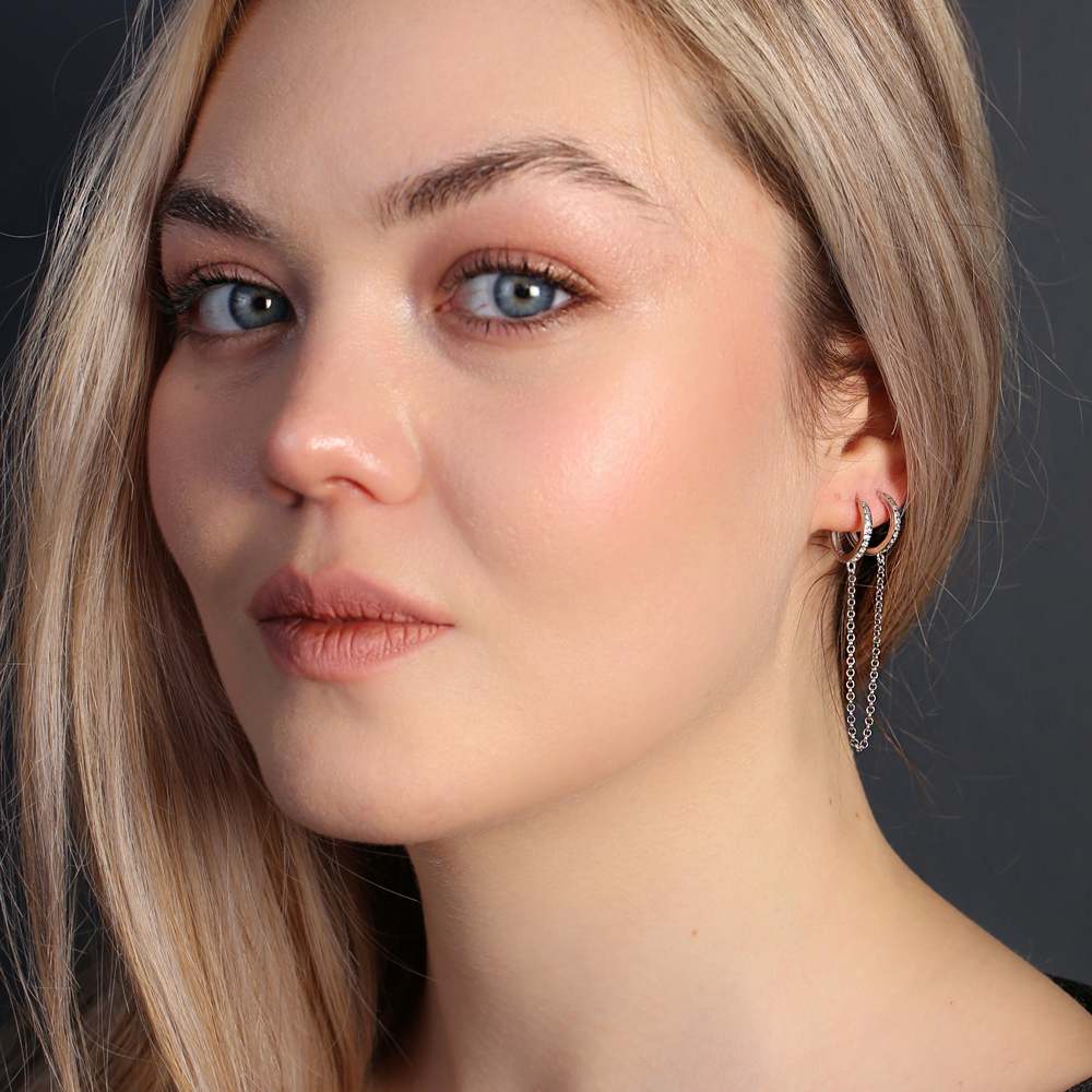 Trendy Round Silver Hoop Earrings Turkish Wholesale 925 Sterling Silver Jewelry