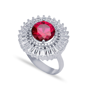 Ruby Cluster Ring Wholesale Handcrafted 925 Sterling Silver Jewelry Ring