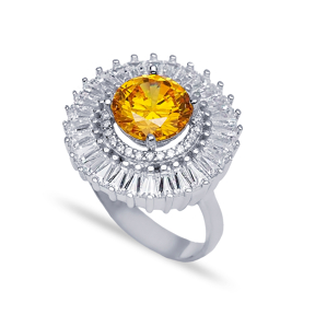 Citrine Cluster Ring Wholesale Handcrafted 925 Sterling Silver Jewelry Ring