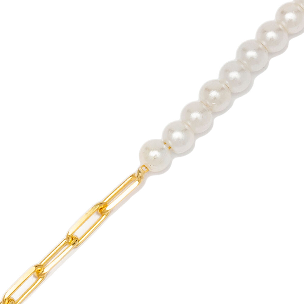 Chic Pearl and Chain Design Bracelet Wholesale 925 Sterling Silver For Woman Handcrafted Jewelry