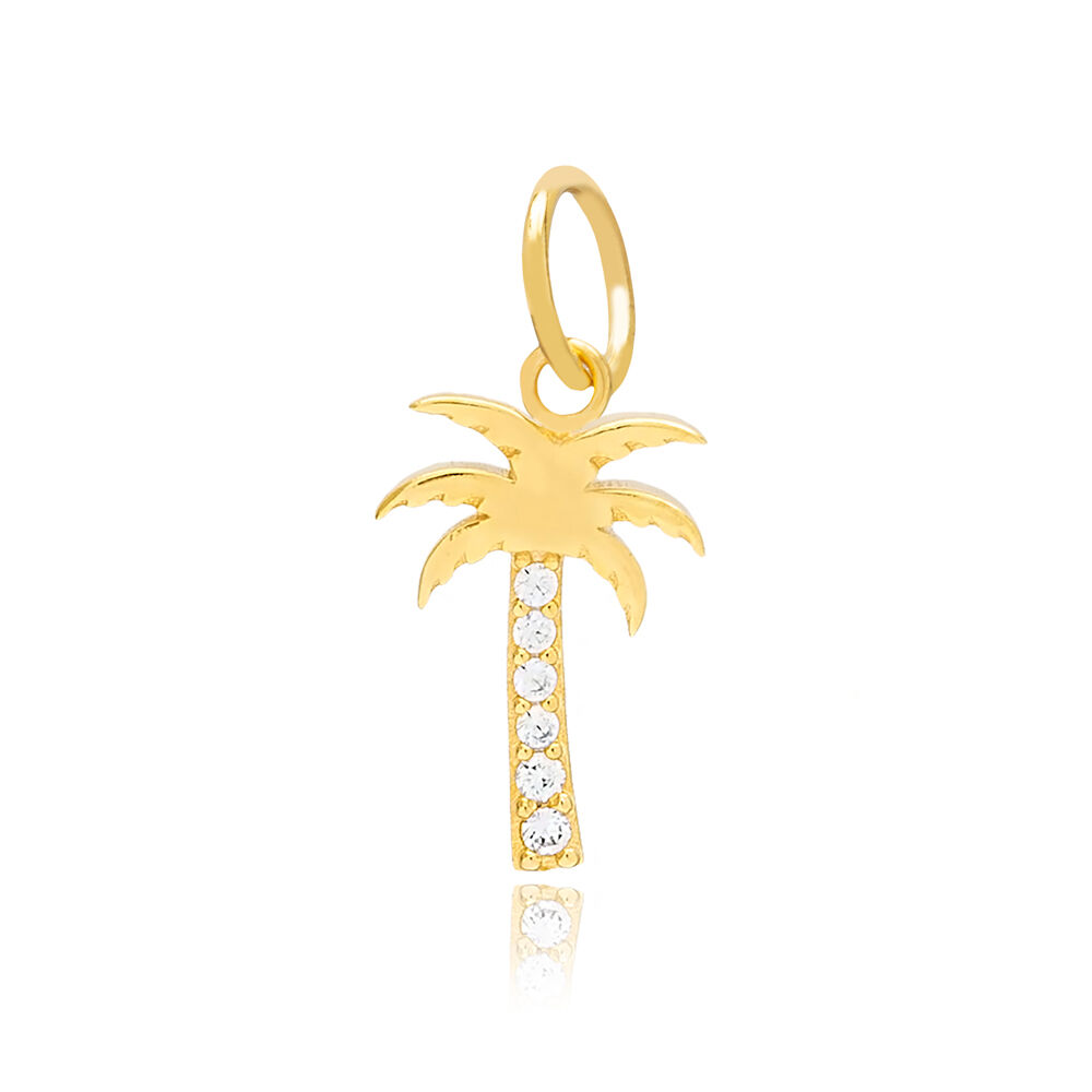 Palm Tree Design Jewelry With Hole Ø7 mm Wholesale Handmade Turkish 925 Silver Sterling Charm