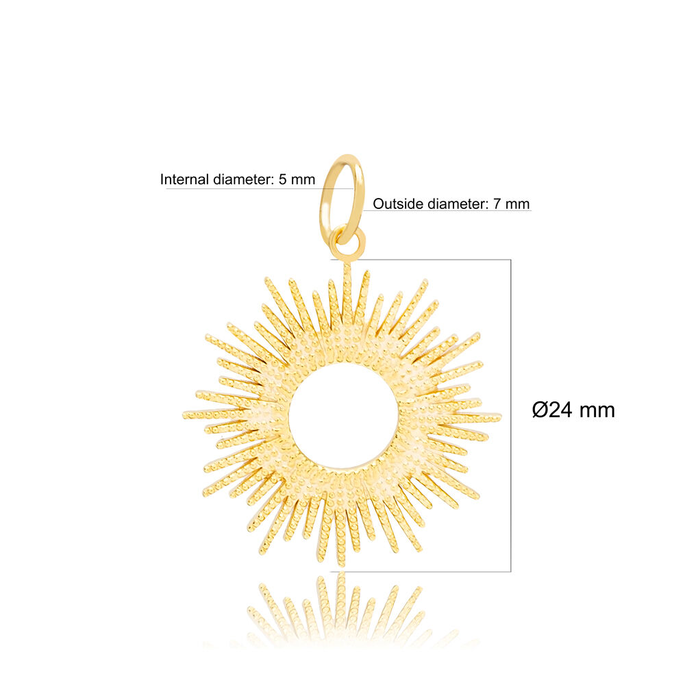 Trendy Sun Design Round Charm Wholesale Handcrafted Turkish 925 Silver Sterling Jewelry