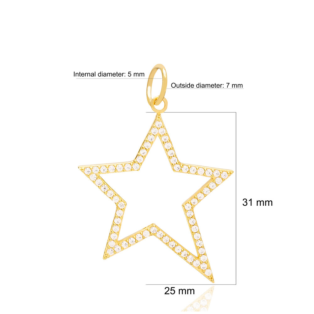 Shiny Star Design Jewelry Wholesale Handcrafted Turkish 925 Silver Sterling Charm