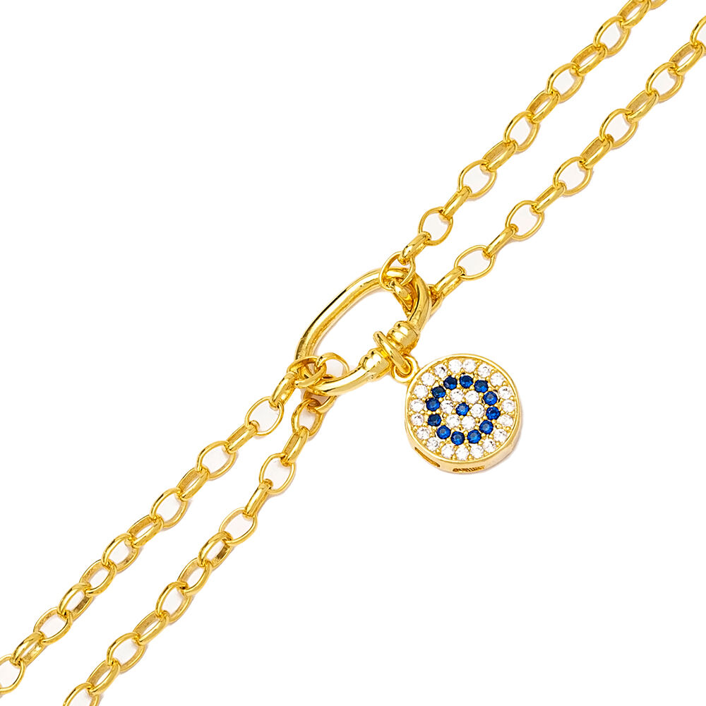 Dainty Mix Stone Round Shape Layered Chain Charm Bracelet Wholesale Turkish 925 Sterling Silver Jewelry