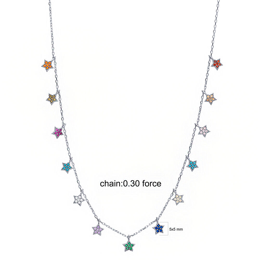Multi Star Shaker Silver Necklace