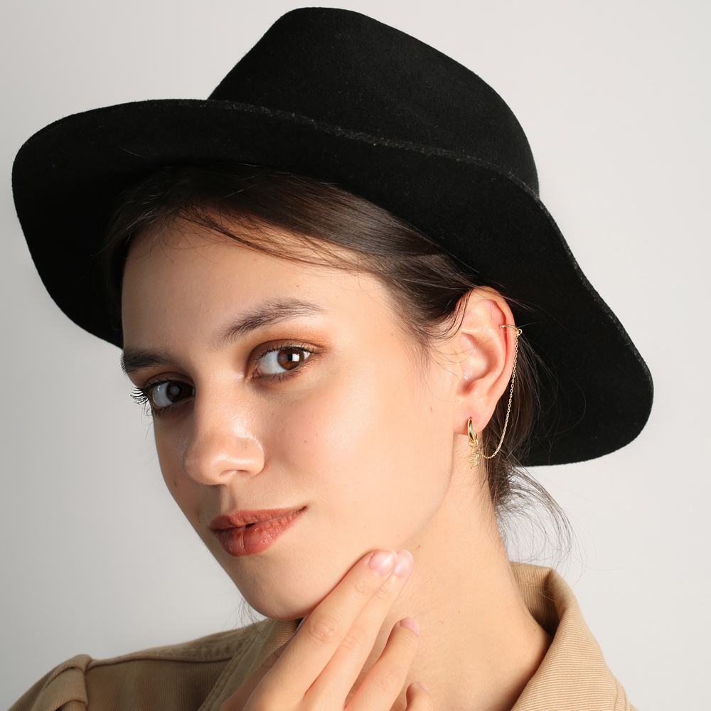 Minimalist Snake Charm Turkish Wholesale 925 Sterling Silver Cartilage And Hoop Earrings Jewelry