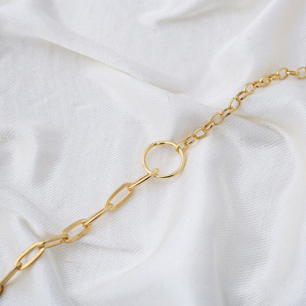 Popular Hoop Charm Link Chain Design Charm Bracelet Handmade Wholesale Turkish 925 Sterling Silver Jewelry