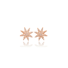Pole Star Design Earring Turkish Wholesale Handmade 925 Sterling Silver Jewelry