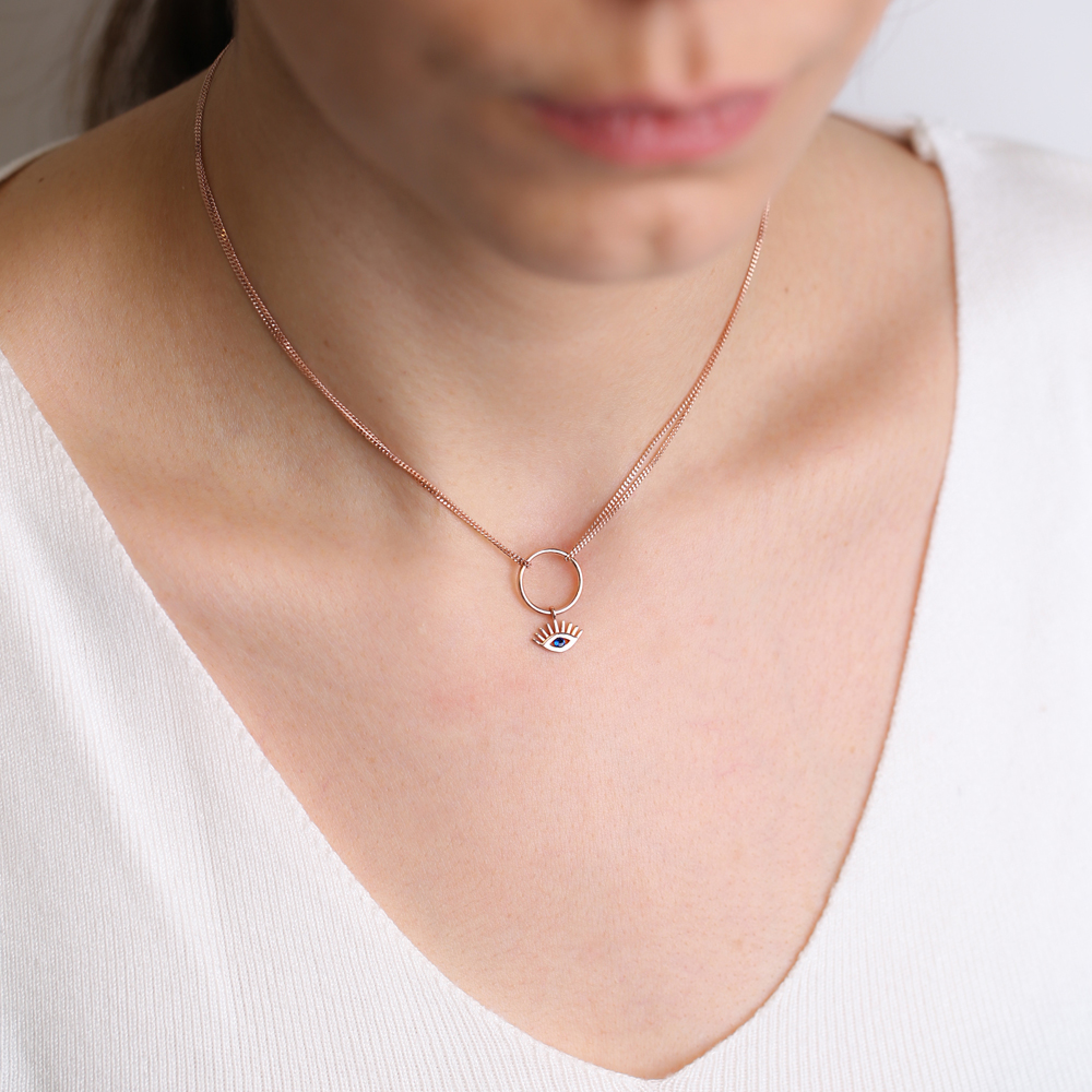 Turkish Evil Eye Hollow Design Choker Pendant 925 Sterling Silver Turkish Wholesale Jewelry