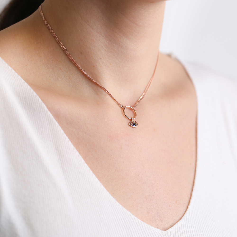 Turkish Evil Eye Hollow Design Choker Pendant 925 Sterling Silver Turkish Wholesale Jewelry
