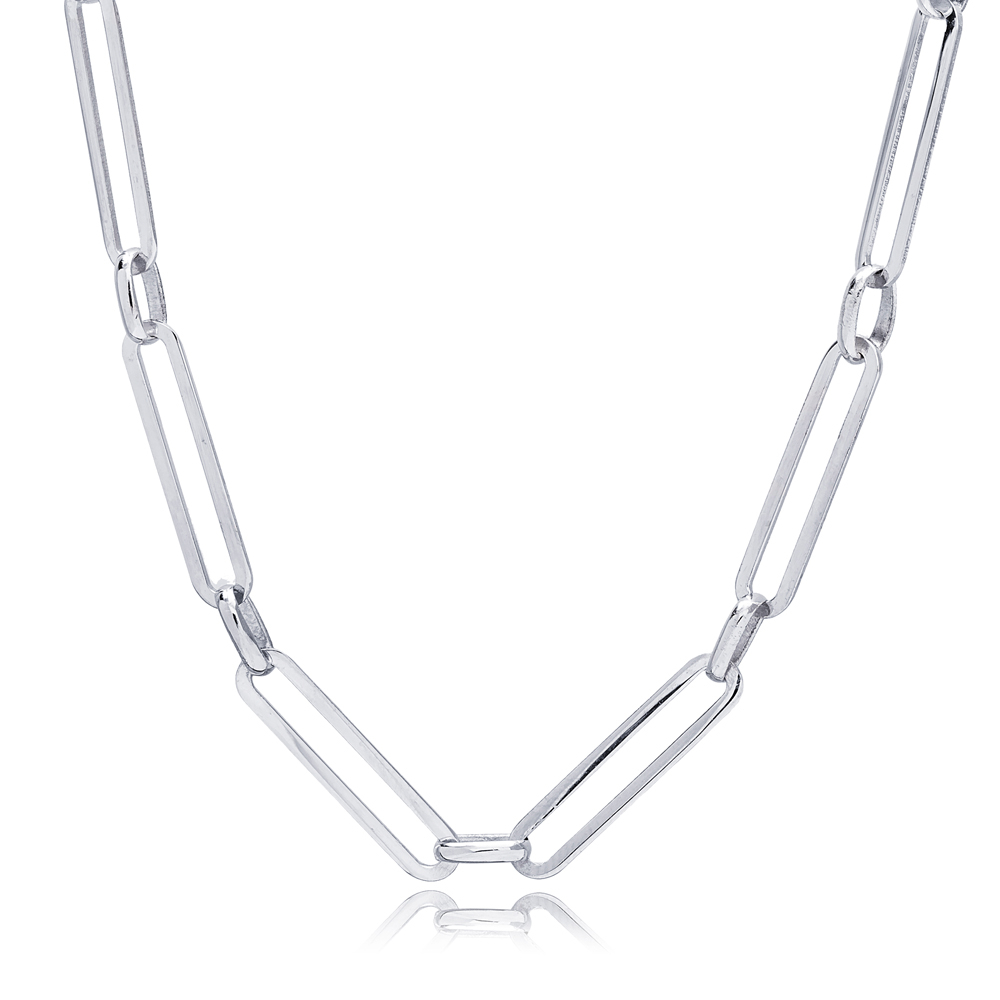 Rectangle Chain 40+5 cm Dainty 925 Sterling Handcrafted Turkish Jewelry