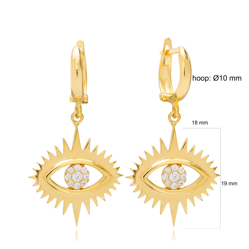Evil Eye Design Turkish Dangle Earrings Wholesale Handmade 925 Sterling Silver Jewellery