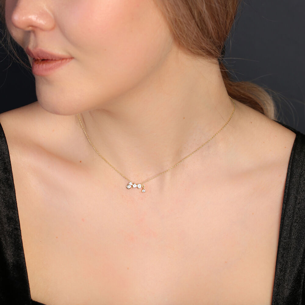 Elegant Shiny Zircon Stone Minimalist Style Wholesale Turkish Handmade Sterling Silver Charm Necklace