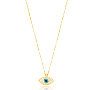 Chic Evil Eye Design Jewelry Wholesale Handmade Turkish 925 Silver Sterling Charm Necklace Pendant