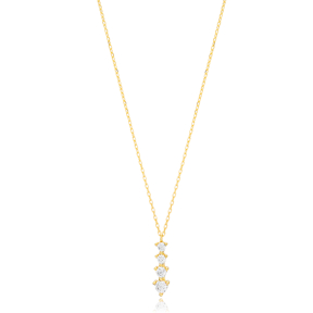 Stick Design Dainty Shiny Zircon Charm Pendant Necklace Wholesale 925 Sterling Silver Jewelry