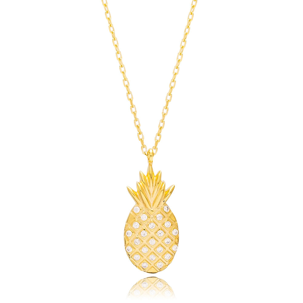 Trendy Pineapple Design Elegant Charm Necklace Pendant Handmade 925 Sterling Silver Jewelry