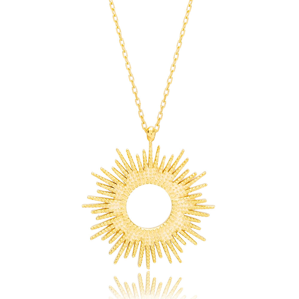 Round Hollow Sun Shape Dainty Charm Pendant Necklace Wholesale Turkish 925 Sterling Silver Jewelry