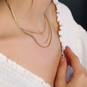 Elegant Herringbone Layered Flat Italian Chain Snake Necklaces Wholesale Turkish 925 Sterling Silver Jewelry