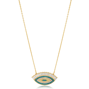 Eye Shape Dainty Design Pendant Necklace 925 Sterling Silver Wholesale Handmade Jewelry