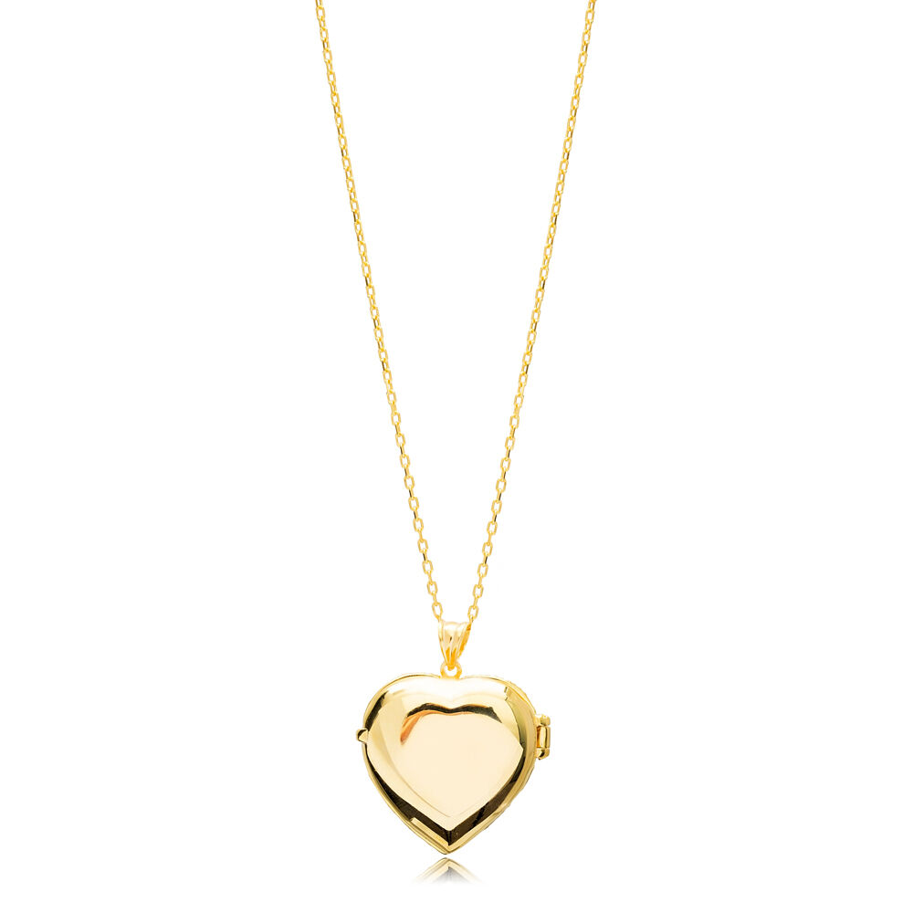 Heart Open Locket Design Shiny Zircon 60 Cm Chain Pendant Necklace 925 Sterling Silver Wholesale Jewelry