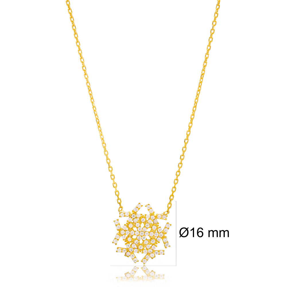 Elegant Snowflake Design Jewelry 925 Sterling Silver Handmade Wholesale Pendant Necklace