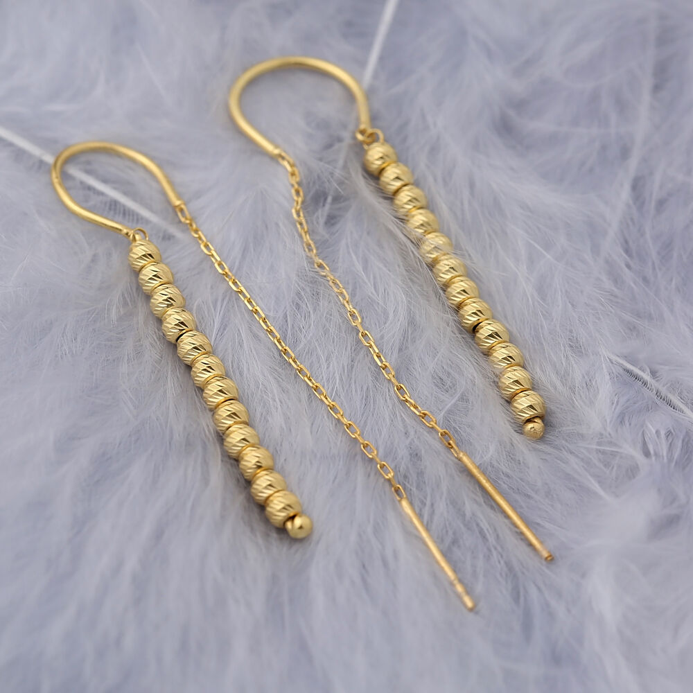 Elegant Ball Charm Design Threader Long Earrings Wholesale Handmade 925 Sterling Silver Jewelry