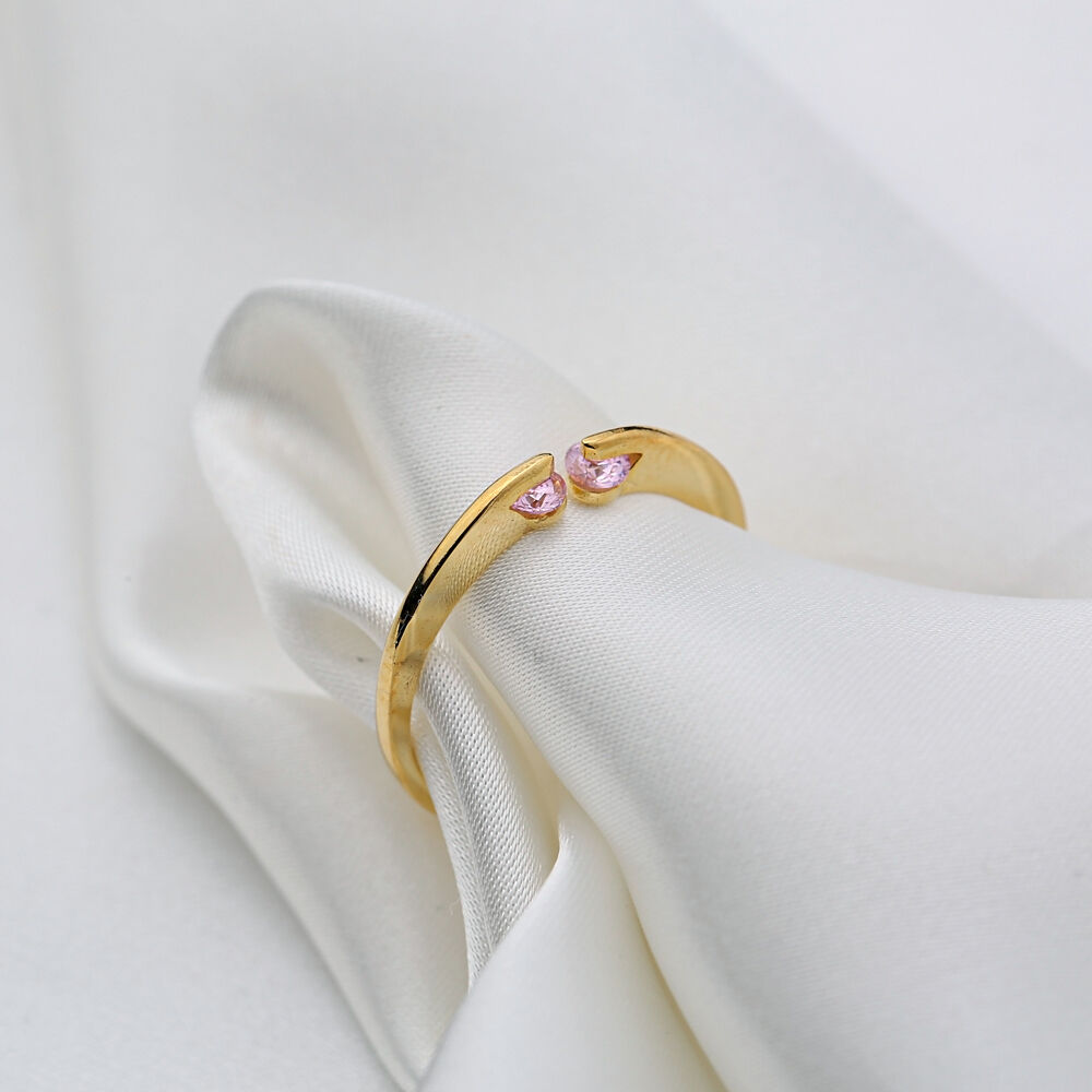 Dainty Design Unique Pink Zircon Stone Ring 925 Sterling Silver Handmade Turkish Jewelry