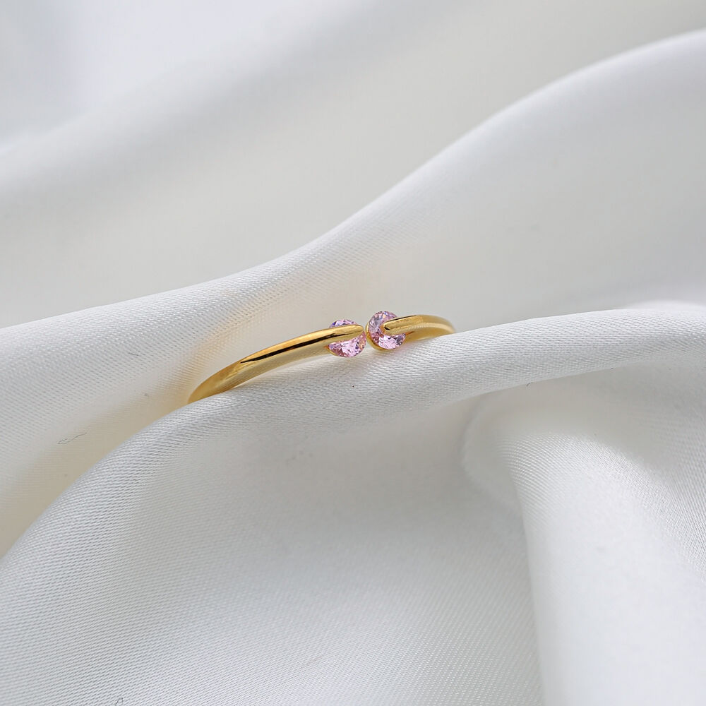 Dainty Design Unique Pink Zircon Stone Ring 925 Sterling Silver Handmade Turkish Jewelry